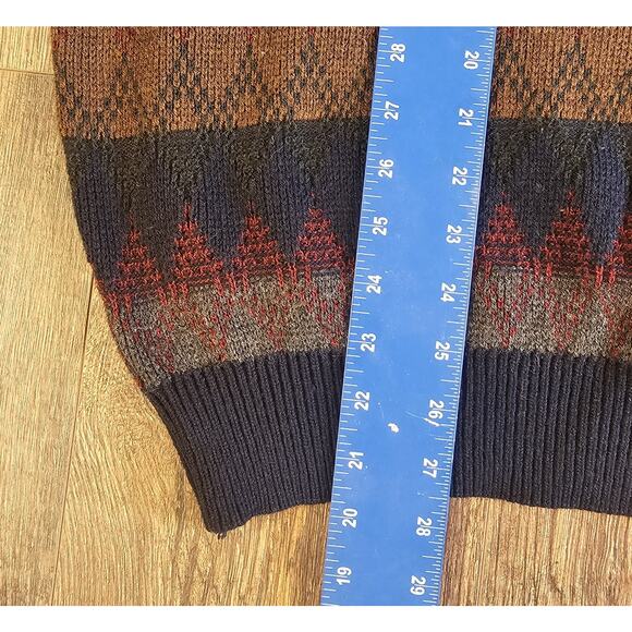 Vintage Sweater Men's Large Classic Grandpa Geometric Knit Pullover 1990s Grunge - Picture 4 of 5